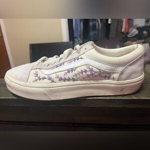 Vans low tops with floral details custom